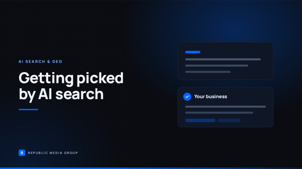 Republic Media Group graphic: how AI search picks which Charleston businesses to recommend
